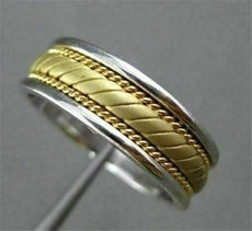 ESTATE WIDE 14KT W & Y GOLD FILIGREE ROPE DESIGN MENS WEDDING RING #ELVINA12