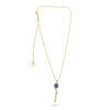 2.97CT DIAMOND & AAA SAPPHIRE 14K YELLOW GOLD OVAL BEZEL SOLITAIRE LOVE NECKLACE