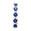 4.10CT DIAMOND & AAA SAPPHIRE 14KT WHITE GOLD ROUND HUGGIE HOOP HANGING EARRINGS