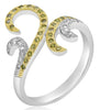 WIDE .25CT WHITE & FANCY YELLOW DIAMOND 14KT WHITE GOLD 3D CRISS CROSS FUN RING