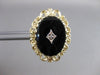 ANTIQUE VICTORIAN OLD MINE DIAMOND ONYX 14K Y GOLD FILIGREE COCKTAIL RING 20714