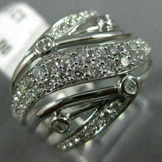 ESTATE LARGE .75CT DIAMOND 14K WHITE GOLD CLASSIC MULTI ROW WAVE ETOILE FUN RING