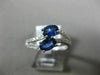 ESTATE 1.31CT DIAMOND & AAA SAPPHIRE 14KT WHITE GOLD TWO STONE DOUBLE WAVE RING
