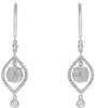 .72CT DIAMOND 18KT WHITE GOLD 3D CLUSTER TEAR DROP SOLITAIRE HANGING EARRINGS