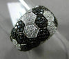 ESTATE WIDE 1.42CT WHITE & BLACK DIAMOND 18KT WHITE GOLD MULTI ROW HEXAGON RING