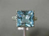 ESTATE LARGE 5.27CT AAA BLUE TOPAZ 14KT WHITE GOLD SQUARE HALO FILIGREE FUN RING