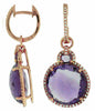 ESTATE 14.05CT DIAMOND & AAA AMETHYST 14K ROSE GOLD ROUND HALO HANGING EARRINGS