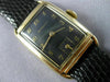 ANTIQUE WITTNAUER 14K YELLOW GOLD 3D BLACK RECTANGLE MECHANICAL MENS WATCH #815