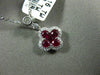 ESTATE .54CT DIAMOND & AAA RUBY 18KT WHITE GOLD 3D FLOWER ETOILE SQUARE PENDANT