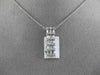 ESTATE .42CT ROUND & BAGUETTE DIAMOND 18KT WHITE GOLD 3 ROW RECTANGULAR PENDANT