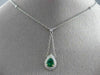 ESTATE .95CT DIAMOND & EMERALD 18KT 2 TONE GOLD HALO LARIAT BY THE YARD NECKLACE