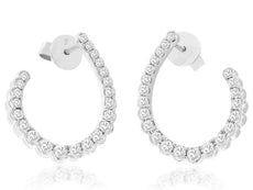 .90CT DIAMOND 14K WHITE GOLD CLASSIC GRADUATING OPEN TEAR DROP HANGING EARRINGS