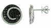 1.89CT WHITE & BLACK DIAMOND 14KT WHITE GOLD CIRCULAR PAVE SWIRL STUD EARRINGS
