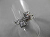 ANTIQUE WIDE .60CT ROUND DIAMOND 14KT WHITE GOLD SQUARE DOUBLE HALO RING #19430