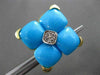 ESTATE LARGE .20CT DIAMOND & AAA TURQUOISE 18KT YELLOW GOLD 3D FILIGREE EARRINGS