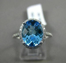 ESTATE WIDE 2.20CT DIAMOND & AAA BLUE TOPAZ 14K WHITE GOLD CLASSIC MILGRAIN RING