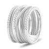 ESTATE WIDE .35CT DIAMOND 14K WHITE GOLD 3D MULTI ROW CRISS CROSS COIL LOVE RING