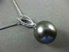 ESTATE .11CT DIAMOND 14K WHITE GOLD 3D TAHITIAN PEARL OPEN LEAF FLOATING PENDANT