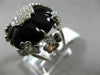 ESTATE LARGE .82CT DIAMOND & AAA ONYX 14KT WHITE GOLD 3D HEART FLOWER FUN RING