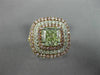 GIA LARGE 2.69CT MULTI COLOR DIAMOND 18KT WHITE & ROSE 3D SQUARE ENGAGEMENT RING