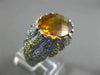 ESTATE WIDE 10.31CT DIAMOND CITRINE & YELLOW SAPPHIRE 18K WHITE GOLD FLOWER RING