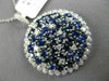 ESTATE LARGE 3.22CT DIAMOND & AAA SAPPHIRE 14KT WHITE GOLD ROUND CLUSTER PENDANT