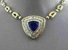 ESTATE MASSIVE 14.87CT DIAMOND & AAA TANZANITE 18K YELLOW GOLD TRILLION NECKLACE