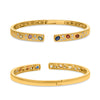 1.55CT DIAMOND & AAA MULTI COLOR SAPPHIRE 14K YELLOW GOLD ETOILE BANGLE BRACELET