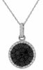 ESTATE .57CT WHITE & BLACK DIAMOND 14K WHITE GOLD CLUSTER CIRCLE OF LIFE PENDANT