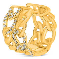 WIDE .22CT DIAMOND 14K YELLOW GOLD DOUBLE LOVE KNOT HUGGIE HOOP HANGING EARRINGS