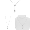 .65CT DIAMOND 14K WHITE GOLD ROUND & BAGUETTE SQUARE TEAR DROP LARIAT NECKLACE