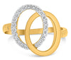 .28CT DIAMOND 14KT 2 TONE GOLD DOUBLE OPEN OVAL LOVE KNOT CRISS CROSS FUN RING
