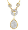 LARGE .75CT DIAMOND 14KT 2 TONE GOLD 3D TEAR DROP LARIAT CIRCLE OF LIFE NECKLACE