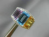 ESTATE LARGE .24CT DIAMOND & MULTI GEM 14KT WHITE GOLD 3 STONE HALO EARRINGS