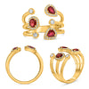 LARGE 1.14CT DIAMOND & AAA RUBY 14KT YELLOW GOLD MULTI SHAPE HALO BEZEL FUN RING