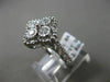 ESTATE WIDE .64CT DIAMOND 18K WHITE GOLD 4 STONE FILIGREE FLOWER SQUARE FUN RING