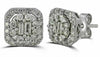 ESTATE .73CT DIAMOND 14KT WHITE GOLD 3D CLUSTER SQUARE OCTAGON STUD EARRINGS