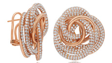 LARGE 7.78CT DIAMOND 14KT ROSE GOLD 3D MULTI CIRCULAR FLORAL LOVE KNOT EARRINGS