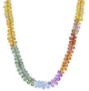 LARGE & LONG 104.12CT AAA MULTI COLOR SAPPHIRE 14KT WHITE GOLD RAINBOW NECKLACE