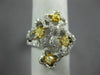 ESTATE LARGE 1.69CT WHITE & FANCY YELLOW DIAMOND 18KT TWO TONE GOLD CLOVER RING