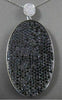 ESTATE LARGE 8.88CT WHITE & BLACK DIAMOND 14KT WHITE GOLD OVAL FLOATING PENDANT