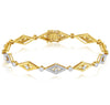 ESTATE 1.15CT DIAMOND 14K 2 TONE GOLD ROUND FILIGREE GEOMETRICAL TENNIS BRACELET
