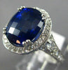 ESTATE LARGE 9.14CT DIAMOND & AAA SAPPHIRES 14KT WHITE GOLD OVAL ENGAGEMENT RING