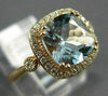 ESTATE WIDE 2.08CT DIAMOND & AAA AQUAMARINE 14K ROSE GOLD SQUARE ENGAGEMENT RING