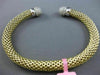 ESTATE 1.50CT DIAMOND 14KT TWO TONE GOLD PAVE MESH FLEXIBLE LOVE BANGLE BRACELET