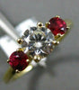 ESTATE 1.33CT DIAMOND & AAA RUBY 14K YELLOW GOLD CLASSIC 3 STONE ENGAGEMENT RING