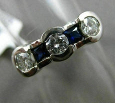 ESTATE .85CT DIAMOND & SAPPHIRE 14KT WHITE GOLD 3D SEMI BEZEL ANNIVERSARY RING