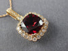 ESTATE LARGE 4.07CT DIAMOND & AAA RHODOLITE 14KT ROSE GOLD HALO FILIGREE PENDANT