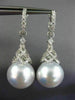 LARGE .95CT DIAMOND & SOUTH SEA PEARL 18KT WHITE GOLD FILIGREE HANGING EARRINGS
