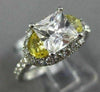 ESTATE 2.19CT DIAMOND & AAA YELLOW SAPPHIRE 14KT WHITE GOLD 3D ENGAGEMENT RING